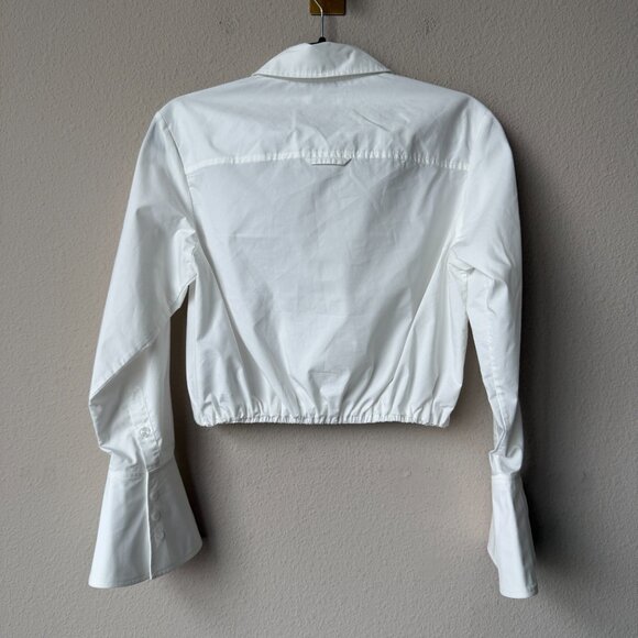 SOLD!! SIMKHAI Blythe White Cotton Poplin Button Front Crop Shirt Size S - Picture 3 of 6